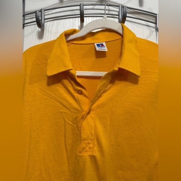 Vintage 90s Russell Athletic Polo Shirt Men’s L Yellow Single Stitch USA VTG - Picture 3 of 14